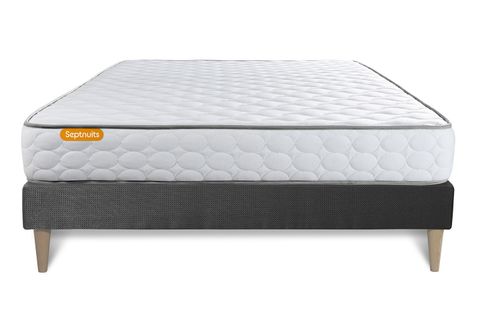 Ensemble Matelas Mémoire De Forme 140x200 Memo Ep:20 Cm - Sommier Kit Gris