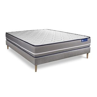Ensemble Matelas Ressorts Ensachés 160x200 Actiflex Pur Ep:20 Cm - Sommier Kit Gris