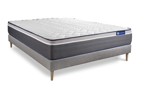Ensemble Matelas Mémoire De Forme 200x200 Actimemo Plus Ep:26 Cm - Sommier Kit Gris