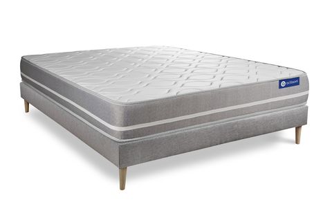 Ensemble Matelas Mémoire De Forme 140x200 Actimemo Touch Ep:20 Cm - Sommier Kit Gris