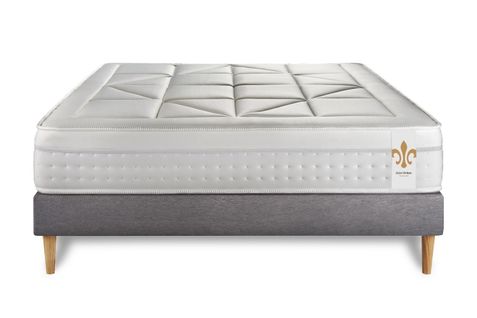 Ensemble Matelas Ressorts Ensachés Et Mémoire De Forme 160x200 Vingt-huit Ep:28cm - Sommier Gris