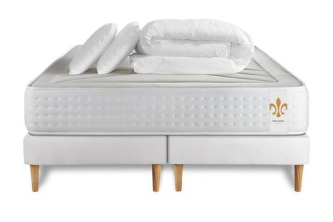 Ensemble Le Vingt-quatre 200 X 200 Double Sommiers Blanc - Ressorts Ensachés Et Mémoire De Forme