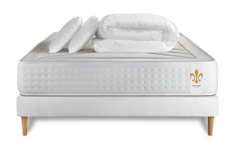 Ensemble Le Vingt-quatre 140 X 190 Cm Sommier Blanc - Ressorts Ensachés Et Mémoire De Forme
