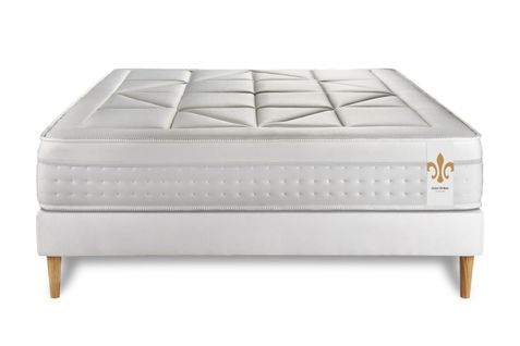 Ensemble Matelas Ressorts Ensachés Et Mémoire De Forme 200x200 Vingt-huit Ep:28 Cm - Sommier Kit Bla