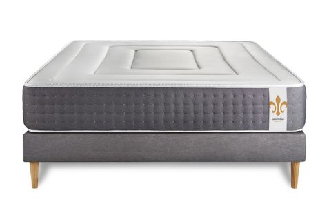 Ensemble Matelas Ressorts Ensachés Et Mémoire De Forme 200x200 Vingt-six Ep:26 Cm - Sommier Kit Gris