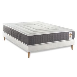 Ensemble Matelas Ressorts Ensachés Et Mémoire De Forme 160x200 Vingt-six Ep:26 Cm - Sommier Kit Blan