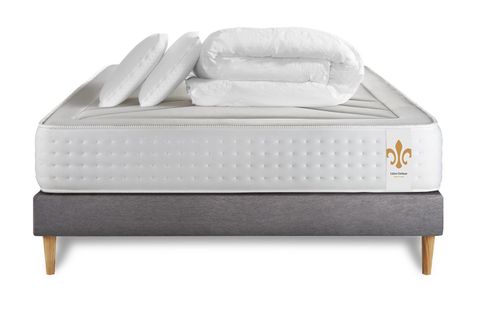 Ensemble Vingt-quatre 180 X 200 Cm Sommier Kit Gris - Ressorts Ensachés Et Mémoire De Forme