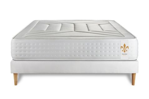Ensemble Matelas Ressorts Ensachés Et Mémoire De Forme 200x200 Vingt-quatre Ep:24 Cm - Sommier Kit B