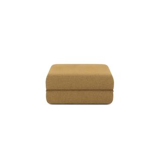 Pouf Modulable Et Convertible - Tissu Tweed - Jaune