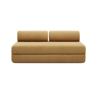 Canapé Droit Convertible 3,5 Places - Tissu Tweed - Jaune