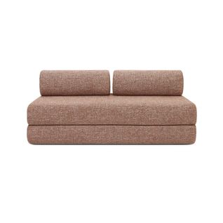 Canapé Droit Convertible 3,5 Places - Tissu Tweed - Rouge