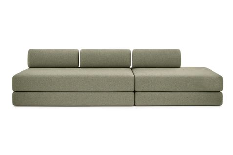 Canapé Droit Convertible 5 Places - Tissu Tweed - Vert