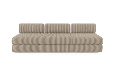 Canapé Droit Convertible 4 Places - Velours Côtelé XL - Taupe