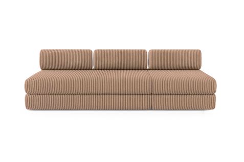 Canapé Droit Convertible 4 Places - Velours Côtelé XL - Marron