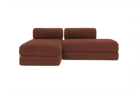 Canapé D'angle Convertible 5 Places - Velours Côtelé XL - Terracotta