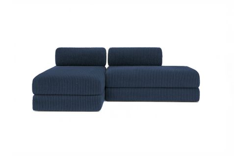 Canapé D'angle Convertible 5 Places - Velours Côtelé XL - Bleu