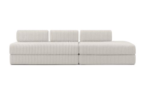 Canapé Droit Convertible 5 Places - Velours Côtelé XL - Blanc