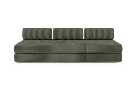 Canapé Droit Convertible 4 Places - Velours Côtelé XL - Vert