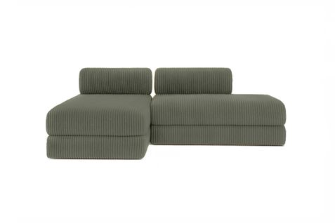 Canapé D'angle Convertible 5 Places - Velours Côtelé XL - Vert