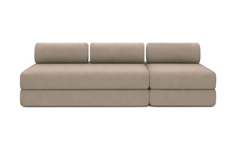Canapé Droit Convertible 4 Places - Tissu Lisse - Taupe