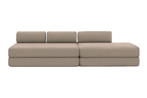 Canapé Droit Convertible 5 Places - Tissu Lisse - Taupe