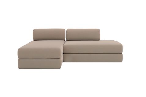 Canapé D'angle Convertible 5 Places - Tissu Lisse - Taupe