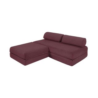 Canapé D'angle Convertible 4 Places - Tissu Lisse - Rouge