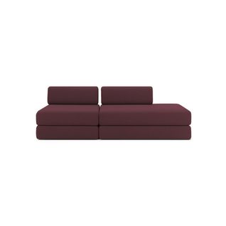 Canapé Droit Convertible 3 Places - Tissu Lisse - Rouge