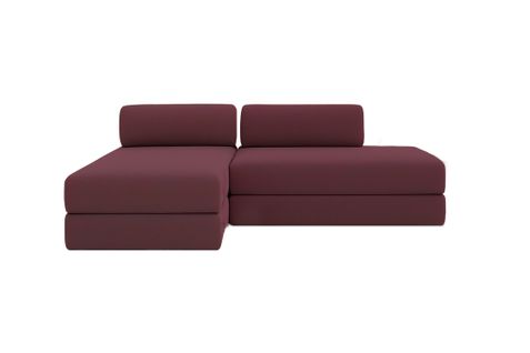 Canapé D'angle Convertible 5 Places - Tissu Lisse - Rouge