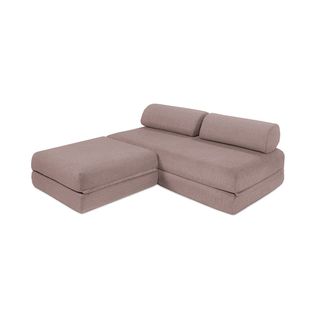 Canapé D'angle Convertible 4 Places - Tissu Lisse - Rose