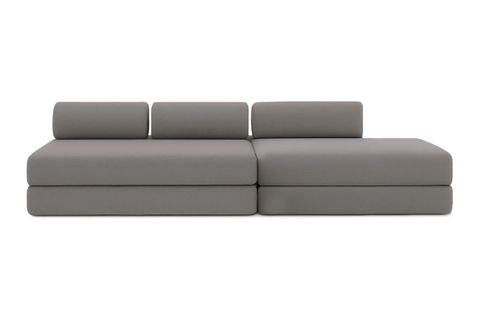 Canapé Droit Convertible 5 Places - Tissu Lisse - Gris