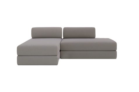 Canapé D'angle Convertible 5 Places - Tissu Lisse - Gris