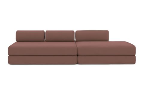 Canapé Droit Convertible 5 Places - Tissu Lisse - Terracotta