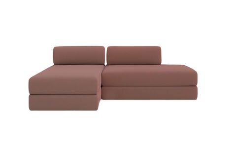Canapé D'angle Convertible 5 Places - Tissu Lisse - Terracotta