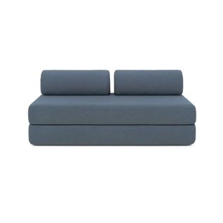 Canapé Droit Convertible 3,5 Places - Tissu Lisse - Bleu