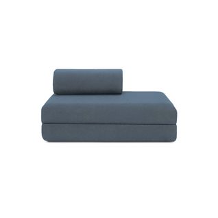 Canapé Droit Modulable Et Convertible 2 Places - Tissu Lisse - Bleu