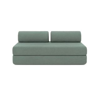 Canapé Droit Convertible 3,5 Places - Tissu Lisse - Bleu Vert