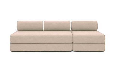 Canapé Droit Convertible 4 Places - Tissu Lisse - Beige