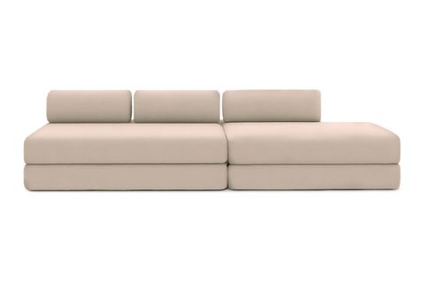 Canapé Droit Convertible 5 Places - Tissu Lisse - Beige