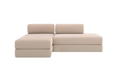 Canapé D'angle Convertible 5 Places - Tissu Lisse - Beige