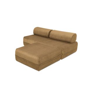 Canapé D'angle Convertible 4 Places - Velours Côtelé - Jaune