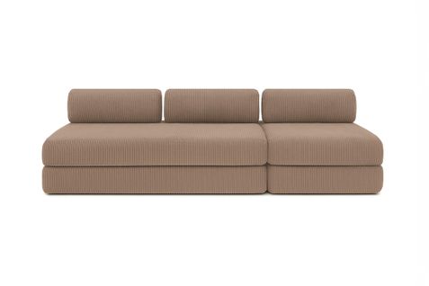 Canapé Droit Convertible 4 Places - Velours Côtelé - Taupe
