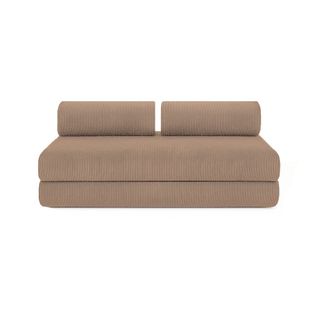 Canapé Droit Convertible 3,5 Places - Velours Côtelé - Taupe