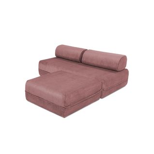 Canapé D'angle Convertible 4 Places - Velours Côtelé - Rose