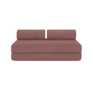 Canapé Droit Convertible 3,5 Places - Velours Côtelé - Rose