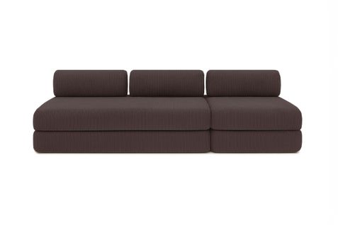 Canapé Droit Convertible 4,5 Places - Velours Côtelé - Marron