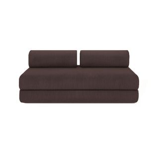 Canapé Droit Convertible 3,5 Places - Velours Côtelé - Marron