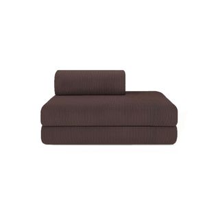 Canapé Droit Modulable Et Convertible 2 Places - Velours Côtelé - Marron