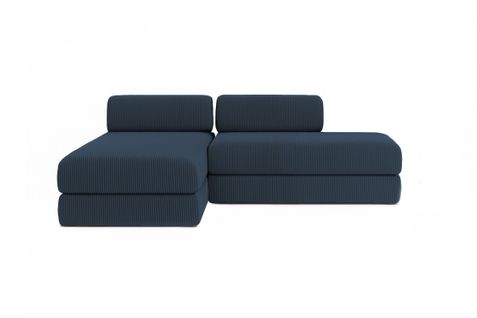 Canapé D'angle Convertible 5 Places - Velours Côtelé - Bleu