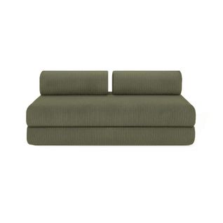 Canapé Droit Convertible 3,5 Places - Velours Côtelé - Vert